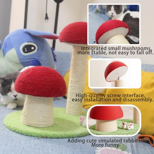 Rascador para gatos setas rojo con juguete y base grande miniatura 3