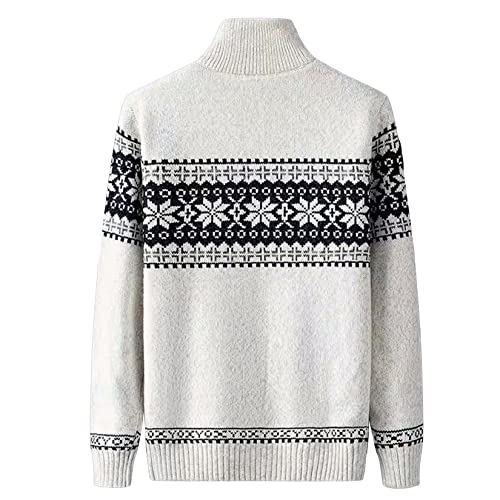 Image of Lu's Chic Men's Cardigan Sweaters Winter Norwegian Casual Slim Fit Zip Up Fashion Sweater Jacket