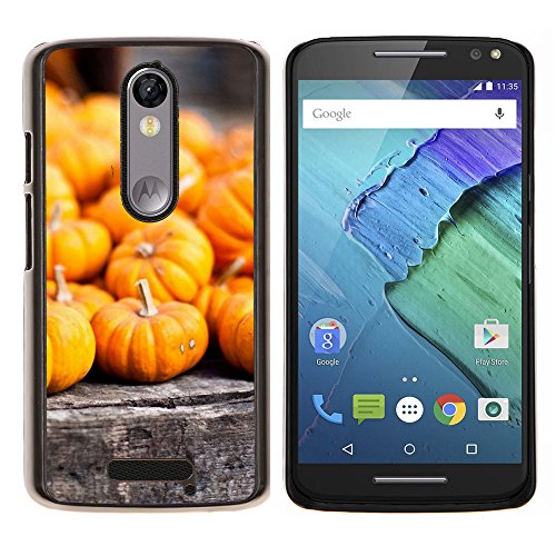 for Motorola Droid Turbo 2 / Moto X Force Case, Pumpkins Orange - Colorful Pattern Hard Back Snap-On Cover Case Skin Mobile Phone Shell Bumper