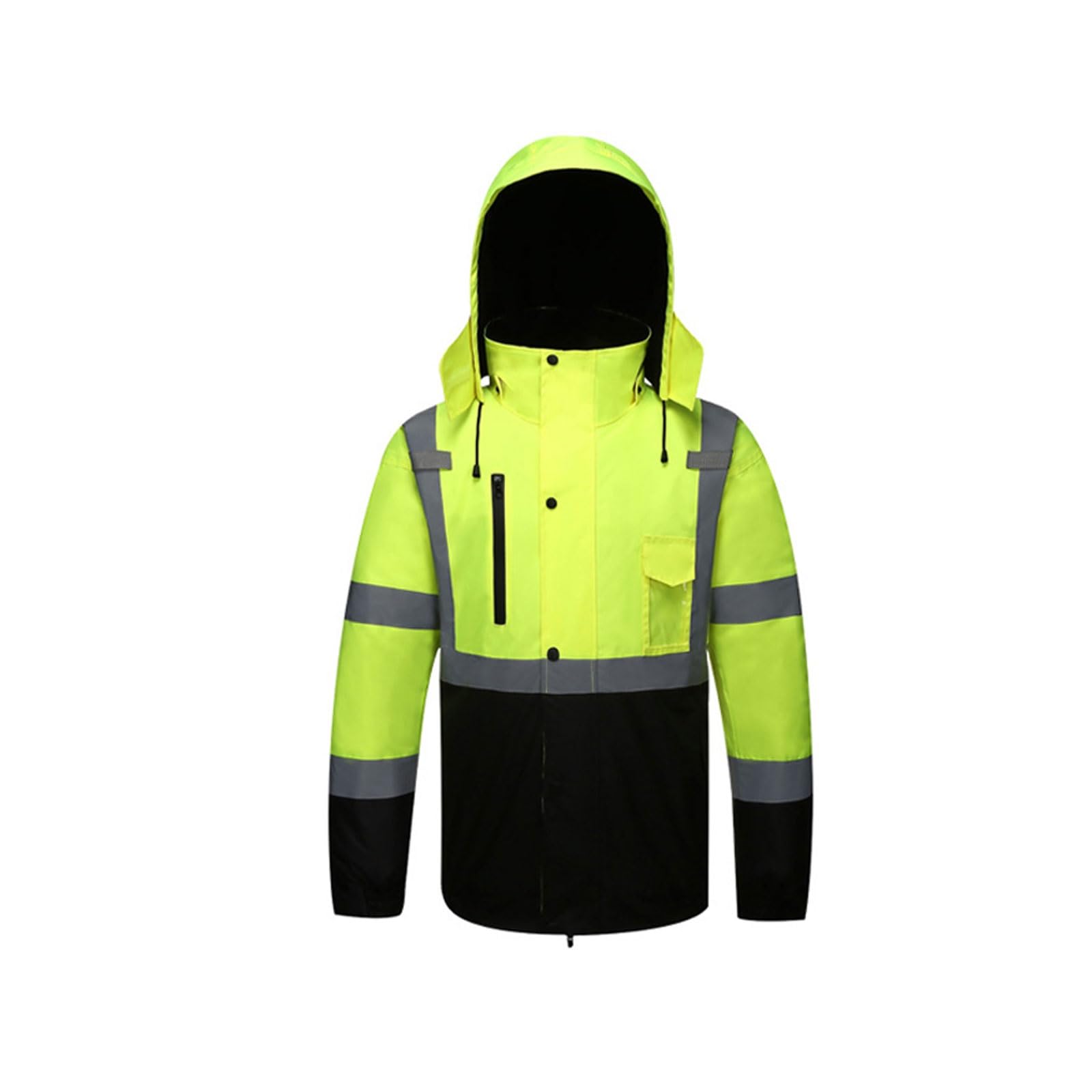 Chaqueta reflectante de seguridad con capucha for otoño e invierno, ropa de trabajo de alta visibilidad for tráfico rodado y seguridad al aire libre. chaleco reflectante