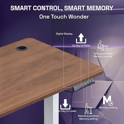Image of Wakefit Study Table | 5 Yr Warranty | Standing desk, Computer Table for Home Pc, Electric Height adjustable, Digital Display & 4 Memory Presets, Free Installation, Modern Ergonomic Wobble-Free- L160Cm