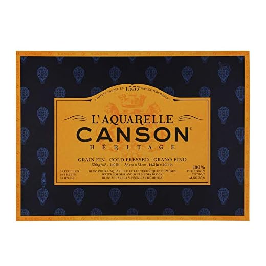 Canson La Acuarela Canson herencia Atrapaluz bloque 4 lados (20 hojas, grano fino 36 x 51 cm