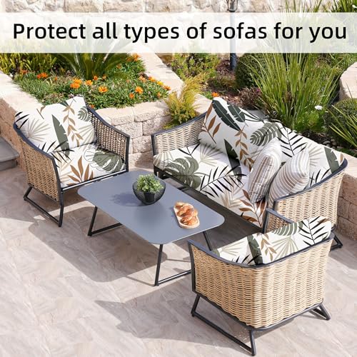 Image of 8Pcs Stretch Patio Cushion Covers,Outdoor Couch Covers Replacement,Outdoor Couch & Sofa Slipcovers,for Patio Furniture Cushion Covers,Washable Reusable Furniture Protector(coconut trees,Cover Only)