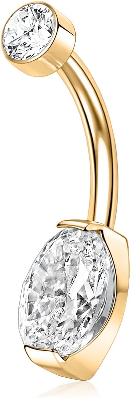 PEAKLINK G23 Titanium Belly Button Ring 14G Belly Piercing 10mm Navel Ring Internal Thread Navel Piercing Jewelry Cubic Zirconia Navel Belly Barbell Stud for Women - Image 8