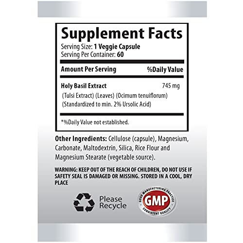 antioxidant nutritional supplements - HOLY BASIL EXTRACT (DIETARY SUPPLEMENT) - immune support supplement - tulsi holy basil - holy basil capsules - holy basil powder capsules - 1 Bottle 60 Capsules - Image 5