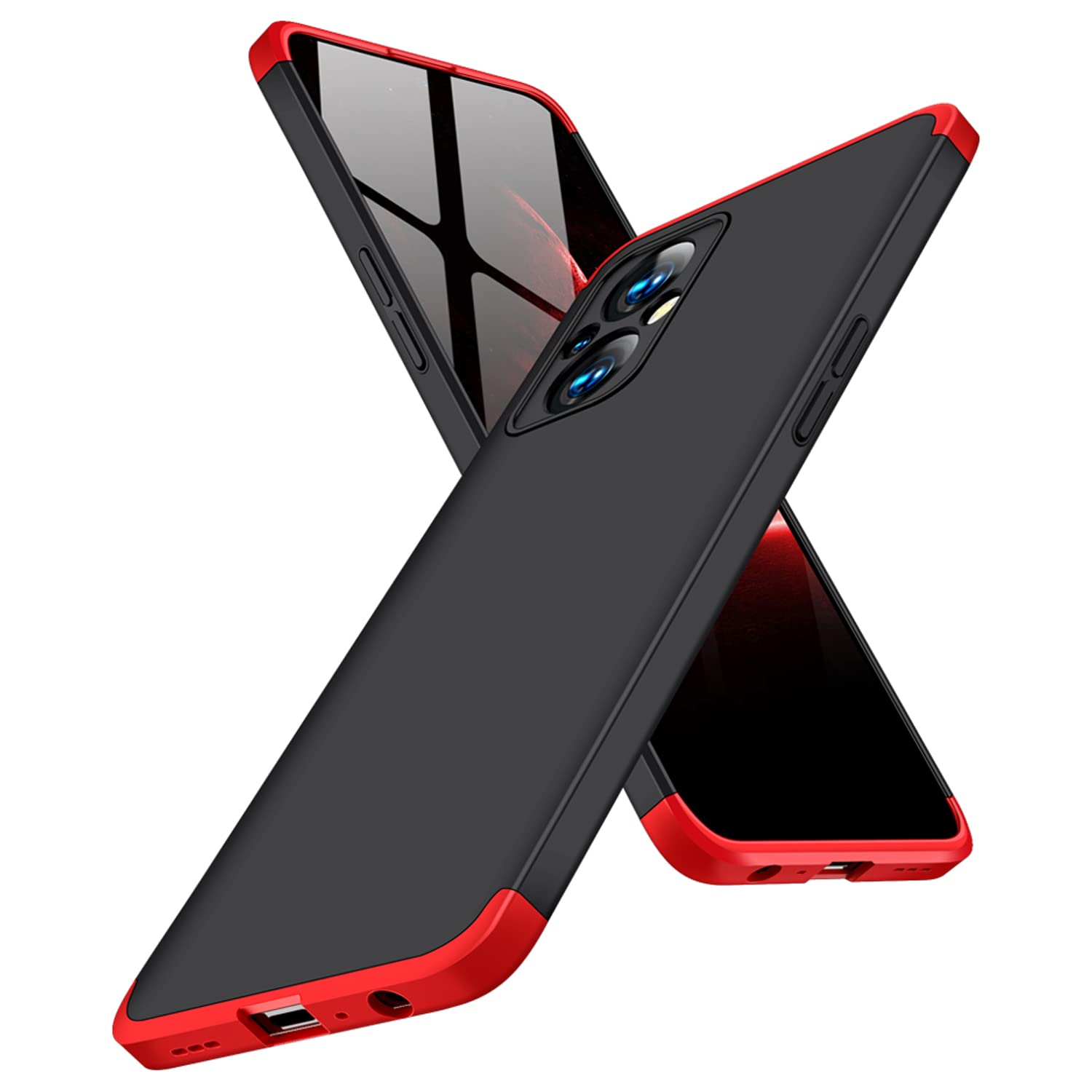 Kapa Double Dip Full 360 Protection Back Case Cover for Oppo F21 PRO (5G) (Red, Black), Poly Carbonate