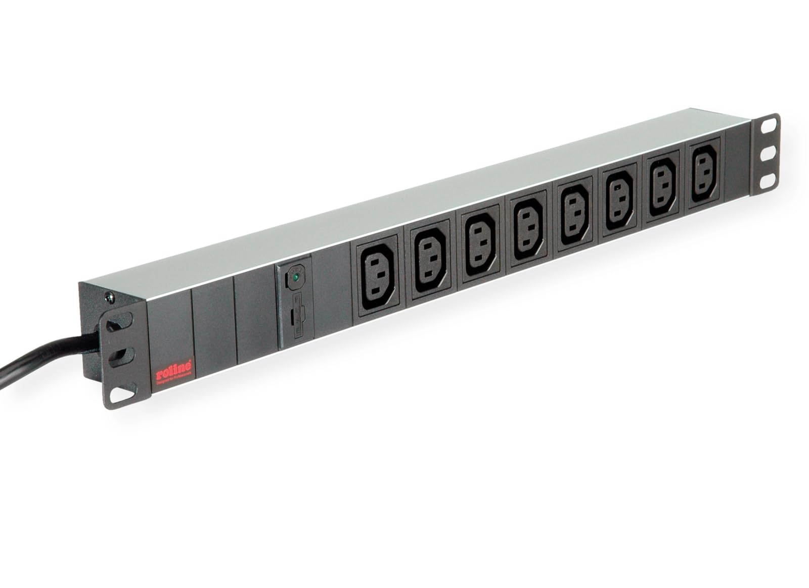ROLINE 19"-Steckdosenleiste 8-Fach C13 + C14-Stecker, 10A, Aluminium, 2 m