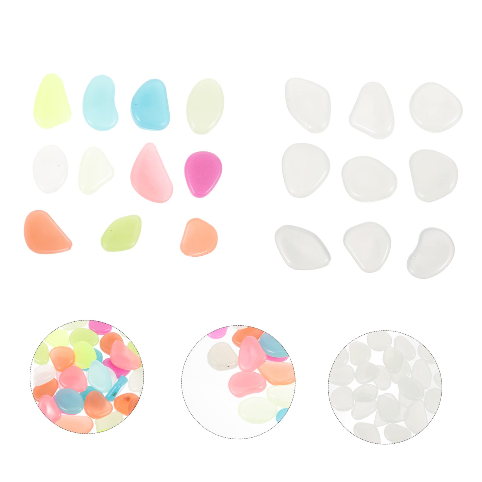 Mikikit 5sets Large Fish Tank Decorations Glow in The Dark Aquarium Rocks Plant Pebbles for Freshwater Saltwater Decorative Stones for Planters 200pcs*5