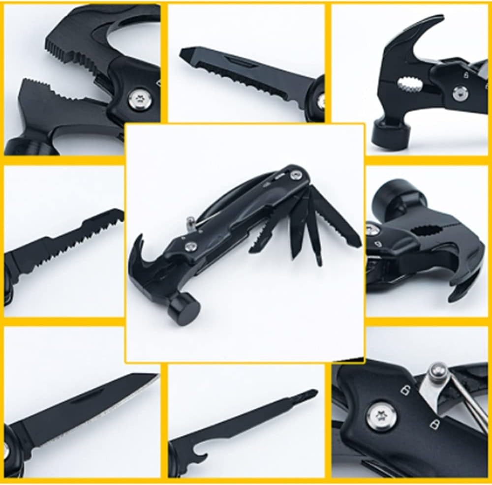 ToolOfLife 12-in-1 Stainless Steel Multi-functional Claw Hammer, Multitool Camping Gear Emergency Survival Gear for Outdoor Camping Hiking