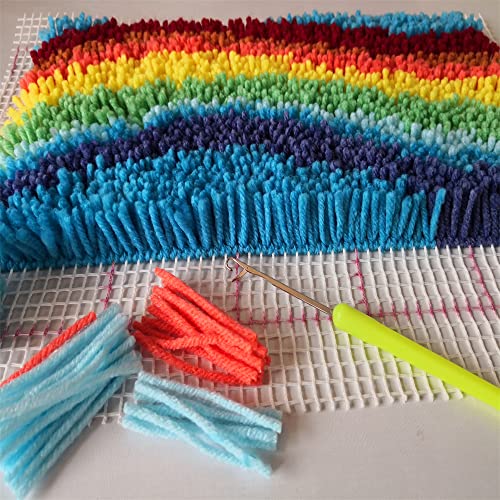 Image of Yglnden 12 Rolls Latch Hook Kit Colorful Yarn Bundles Cut Rug DIY Latch Hook for Handmake Craft Sewing Knitting for Adults (Yellow #12)