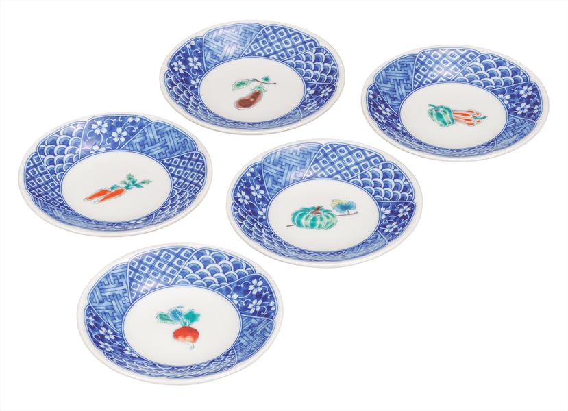 Kutani Yakiwataya No. 4.5 Plates, Vegetable Picture Changes K9-42