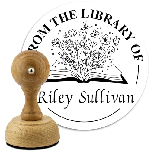 Custom Wood Library Hand Stamp - Style 074 - Great for Customizing Books, Ex Libris, Personalized Journals and More.