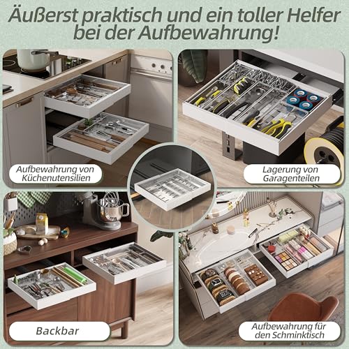 NETEL 2 Stück Teleskopschublade Ohne Bohren,ausziehbare schublade küche – Ansicht 3
