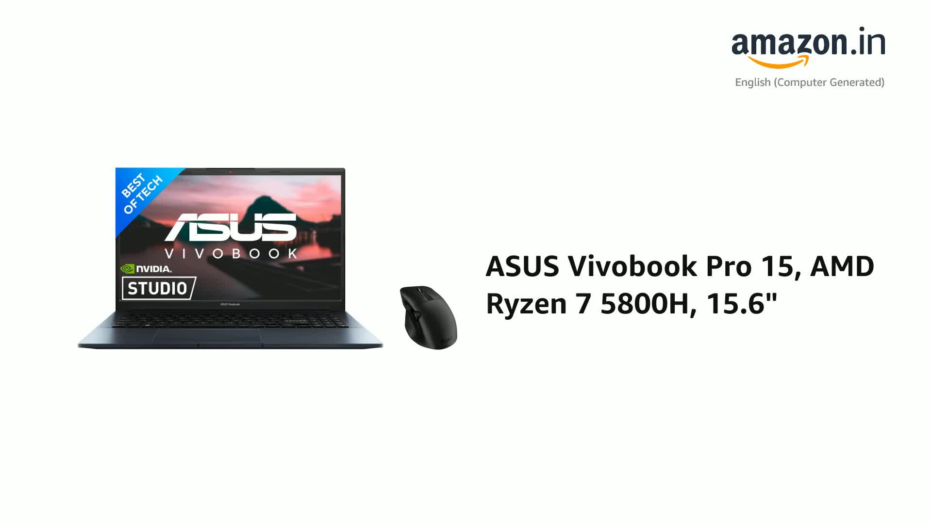 ASUS Vivobook Pro 15, AMD Ryzen 7 5800H, 15.6