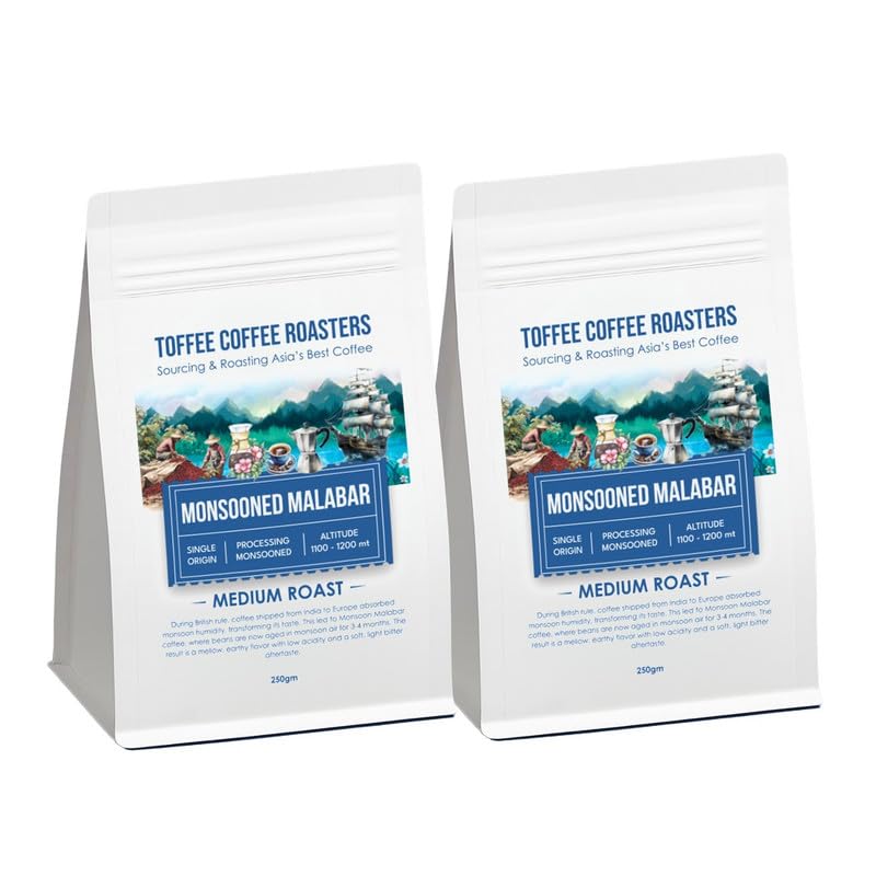 Image of Toffee Coffee Roasters | Monsooned Malabar, Light to medium Roast, 500 g | Grind: Syphon, Single Origin, 100% Arabica | Speciality Coffee | Freshly Roasted