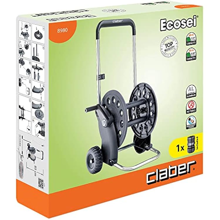 Claber Ecosei Hose Reel with Sturdy and Lightweight Aluminium Frame