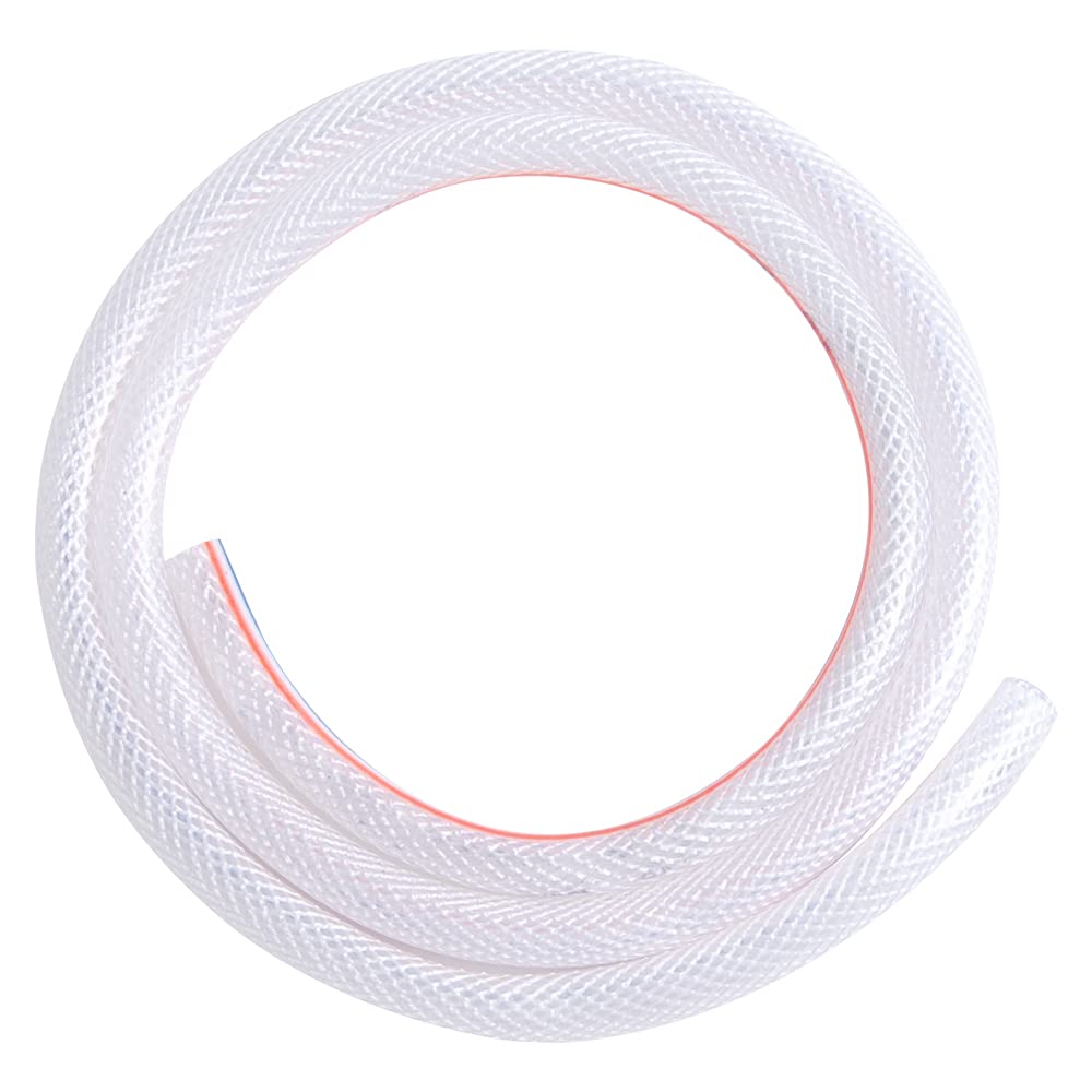 Ququyi PVC 1-1/2" ID x 1-13/16" OD Braided Clear Flexible PVC Tubing Soft for Four Seasons Vinky Tube, Reinforced Vinyl Hose for Water Discharge& Oil Transfer, 16.4ft
