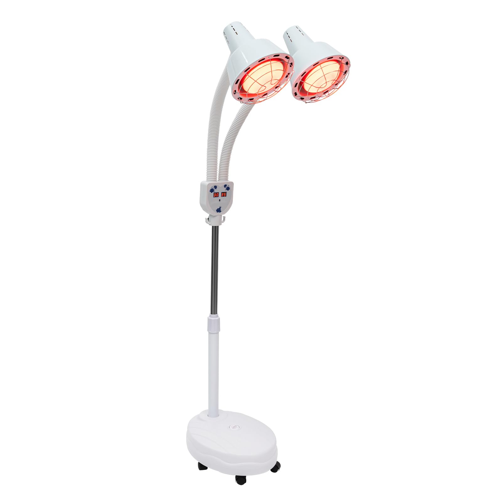 275W Terapia infrarroja Lámpara de calor de doble cabeza Salud Alivio del Dolor Fisioterapia Dispositivo de salud para dolores musculares 220V 360° Manguera ajustable con 6 rodillos