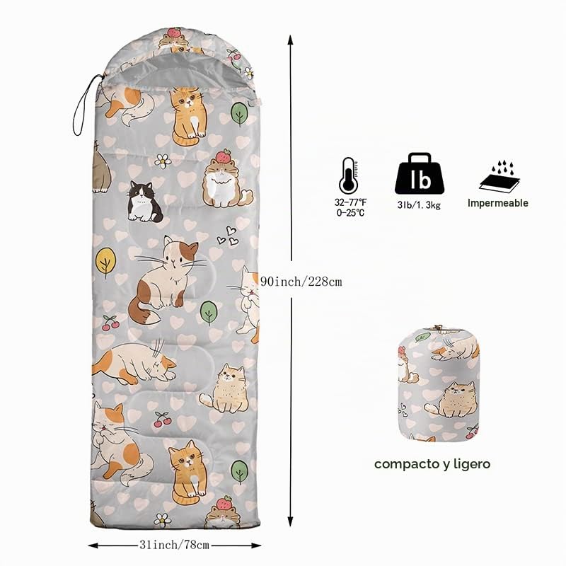 HOSIMA Sacos de dormir, saco de dormir momia para niñas, niños, impermeable, para camping, senderismo, exterior, viajes, caza, con bolsas de compresión