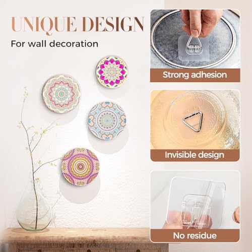 Image of Drill Free Adhesive Hooks,Upgraded Picture Hangers Without Nails,Adhesive Wall Mount Screw Hooks for Hanging,Nail Free Wall Hangers for Kitchen, Bathroom (Triangle /40PCS, Triangle Hook)