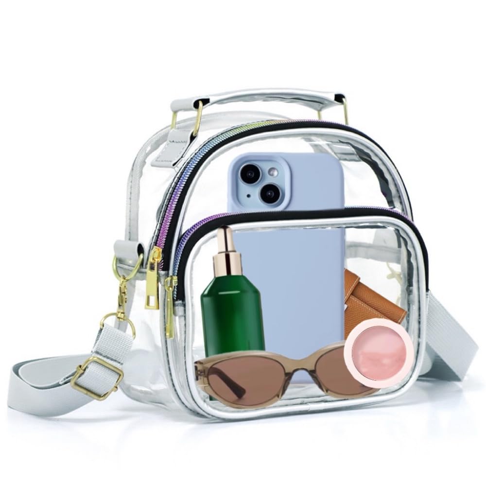 BIVIZKU Clear Crossbody Bag, Clear Bag for Stadium Transparent Bag Clear Purse for Concerts Sports Festivals