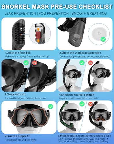 image for Greatever Dry Snorkel Set,Panoramic Wide View,Anti-Fog Scuba Diving Ma