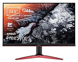 Acer KG251QJbmidpx Gaming Monitor FreeSync 24,5" Full HD Display, 144 Hz, 1 ms, 16:9, DVI, HDMI 1.4, DP 1.2, Lum 400cd/m2, Zero Frame, Audio In/Out, integrierte Lautsprecher, DVI, DP, inkl. schwarz