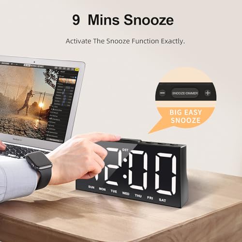 Jall CH-05 Digital Alarm Clock With Large Display Big Bold Numbers, Dimmer, 2 Usb Charging Ports, Snooze, Small Table Desk Clock For Bedroom thumb #6