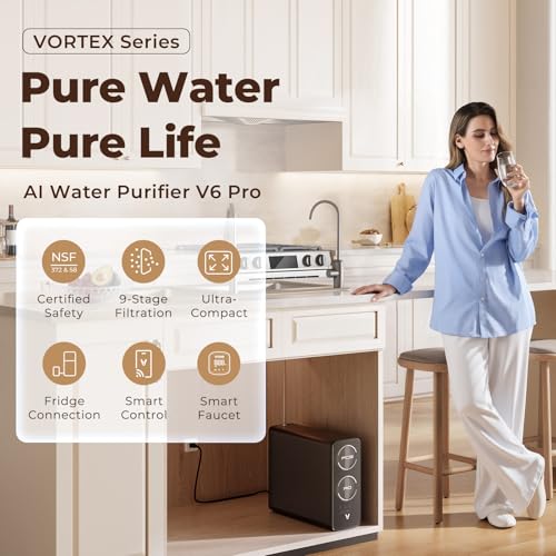 Image of VIOMI V6 Pro Reverse Osmosis System, 600 GPD Tankless RO Water Filter System, Under Sink RO, 9-Stage Filtration, 3:1 Pure-to-Drain, Reduce TDS, NSF /ANSI 42, 53, 58, and 372 Certified, Smart LED Faucet