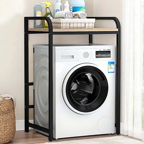 Troupmiye Tumble Dryer Stacking Kit with Shelf,Metal Frame Washing Machine Stand, Over Toilet Washer Storage Rack for Washing Machine, Tumble Dryer, Dishwasher (A)