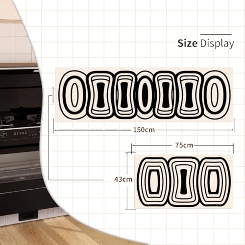 Image of Kitchen Anti Slip Mat for Floor, Waterproof Washable Kitchen Mats, Non Slip Kitchen Floor Mats for Home, Soft Mats for Kitchen, Kitchen Mats for Floor Anti Slip (Fancy Cream Geometric)