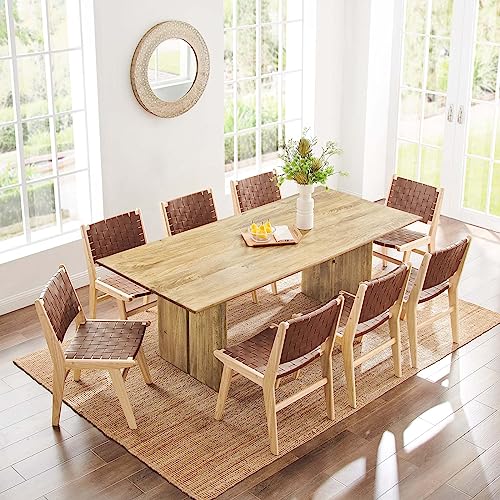 Image of Modway Amistad 86 inch Solid Wood Modern Farmhouse Rectangular Dining Table in Oak