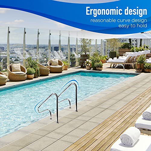 Ihayner Pool Handrail 48X32 Pool Rail 304 Stainless Steel Swimming Pool Stair Rail Pool Hand Rail Silver Rustproof #TOP4