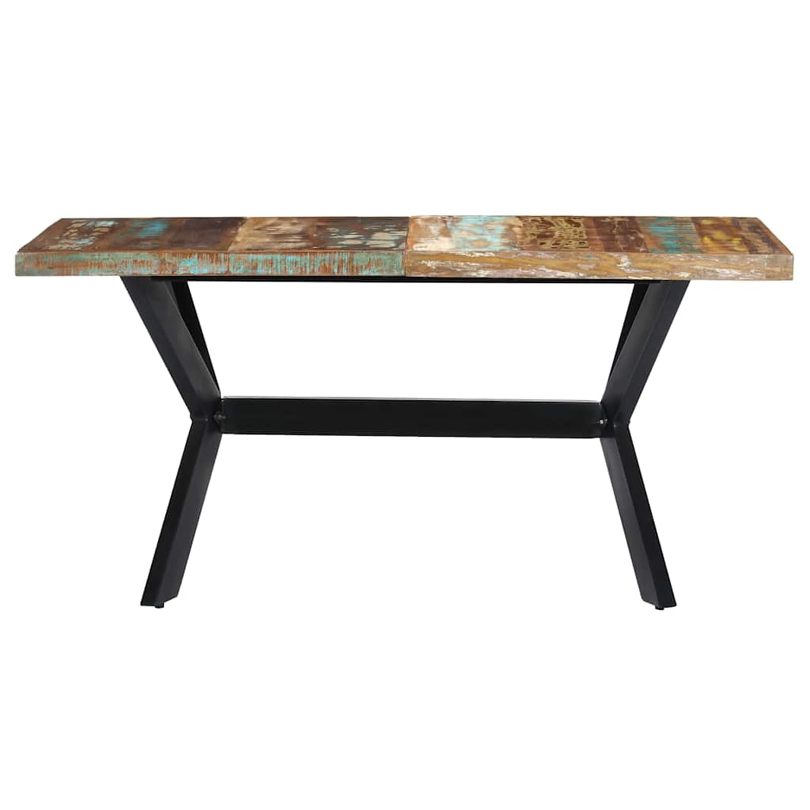 Gecheer Tavolo da Pranzo in Legno di Recupero e Acciaio, 140x70x75 cm, per Sala da Pranzo e Cucina 247439