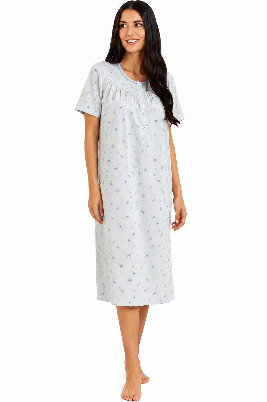 Camicia da Notte Donna Mezza Manica Linclalor Art. LS130864 in Cotone Batista 100% Cotone