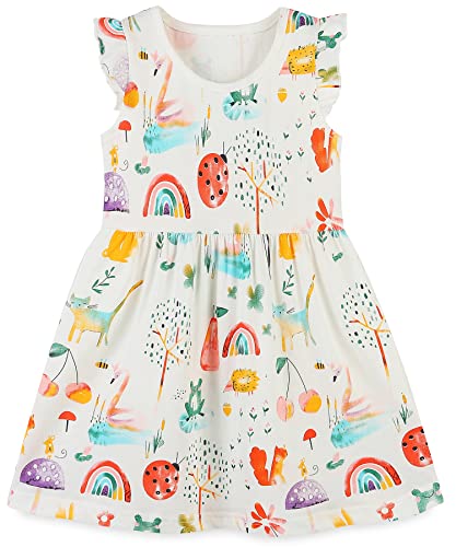 Bumeex Toddler Girls Clothes Cotton Short Sleeve Casual Girls Dresses for Kids 2-7 Years