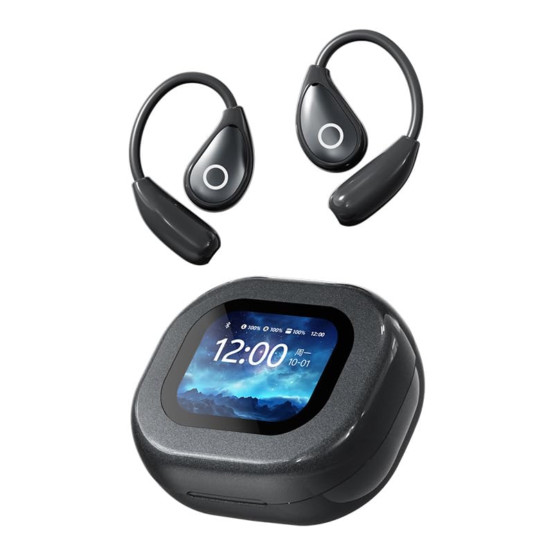 Micool Auricolari aperti con touch screen, wireless, con clip, Bluetooth 5.4 con batteria a lunga durata, suono direzionale e display HD per un'esperienza musicale coinvolgente