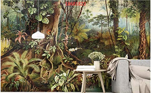 Kundenspezifische europäische Retro nostalgische mittelalterliche handgemalte Bananenpalme Regenwald Wandbild TV Hintergrund Tapete - 200x140cm/79"x