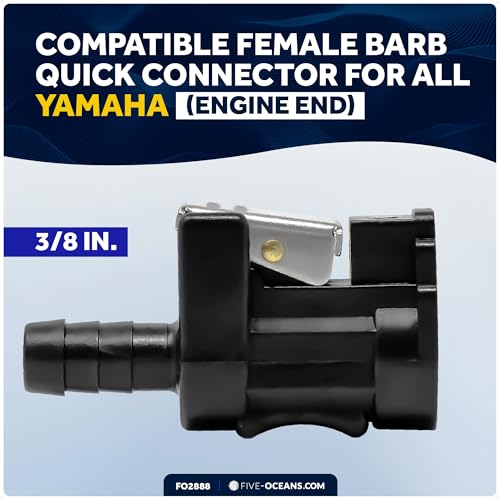 Image of Five Oceans 3 /8 inch Barb Female Fuel Line Connector Compatible with Yamaha, Fits Engine End and Tank End Male Fitting - FO2888