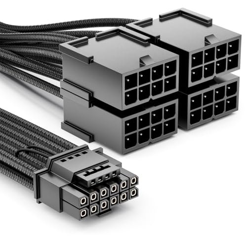 deleyCON 30cm Cable de Extensión PCIe 16pin (12+4) a 4x8(6+2pin) Hembra - Cable GPU PCI-E para Tarjeta Gráfica GeForce RTX 3090Ti/4070Ti/4070/4080/4090/5070/5080/5090 - imagen 2