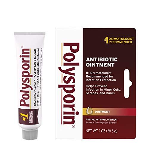 Polysporin First Aid Topical Antibiotic Ointment with Bacitracin Zinc & Polymyxin B Sulfate, For Infection Protection & Wound Care Without Neomycin, Travel Size, 1.0 oz