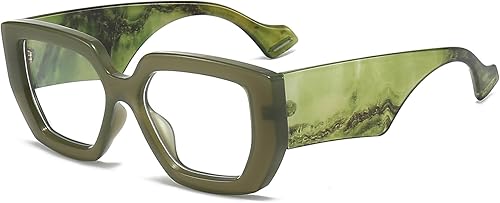 AIEYEZO Gafas de luz azul con marco grueso para hombres y mujeres, gafas cuadradas de moda para computadora, antifatiga ocular y previenen el dolor