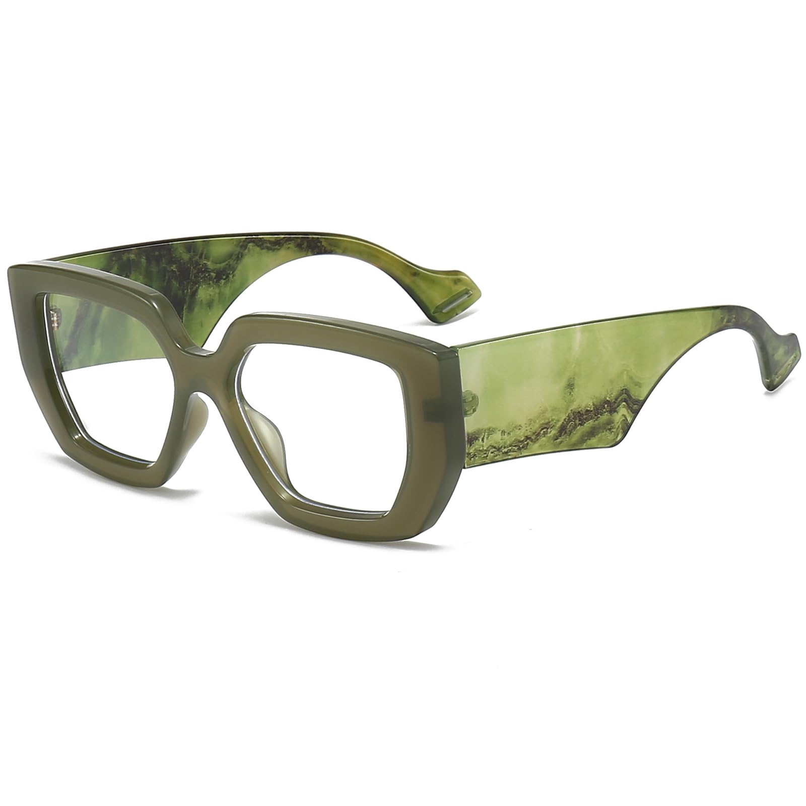 AIEYEZO Thick Frame Blue Light Glasses Men Women, Fashion Square Computer Eyeglass Anti Eyestrain & Prevent Headache