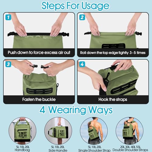 Image of MORXPLOR Dry Bag Waterproof,5L /10L /20L /30L /40L /55L Roll Top Dry Bag Backpack with WaterProof Phone Case for Swim,Kayak