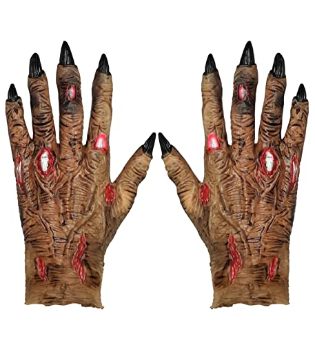 W WIDMANN MILANO Party Fashion - Gants zombie, accessoires de costume en latex sanglants avec blessures pour Halloween et les soirées horreur