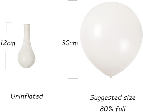 Miniatura 2 de KOMOREBI Globos blancos de 12 pulgadas, 100 globos blancos lisos de látex blancos para cumpleaños, compromiso, boda, baby shower, aniversario,