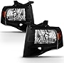 ACANII - For 2007-2014 Ford Expedition Black Housing Headlights Headlamps Replacement Pair Set Driver + Passenger Side