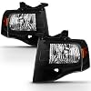 ACANII - For 2007-2014 Ford Expedition Black Housing Headlights Headlamps Replacement Pair Set Driver + Passenger Side