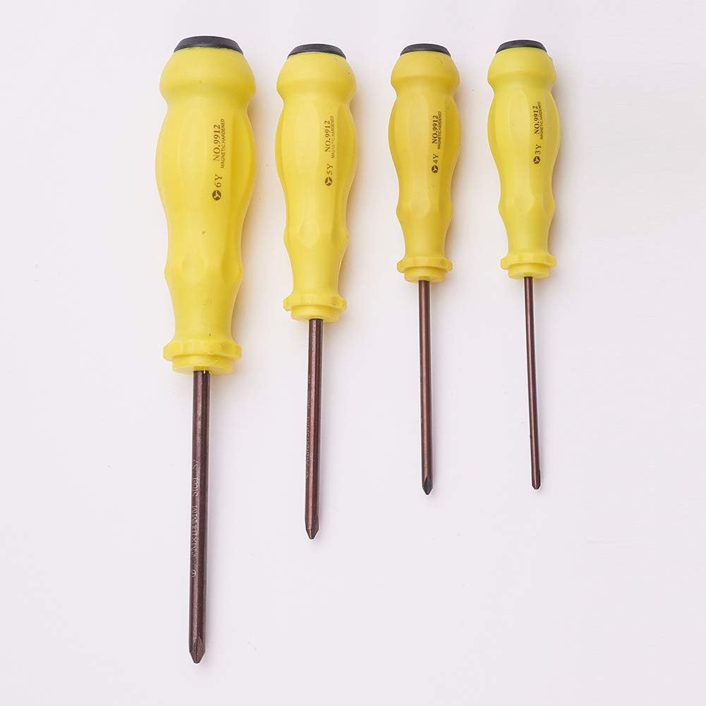Utoolmart Screwdriver Tri-wing Plastic Handle Tip S2 Screwdriver 3mm 4mm 5mm 6mm, Magnetic Point Y Shaped Tri Point Tip Screwdriver Set
