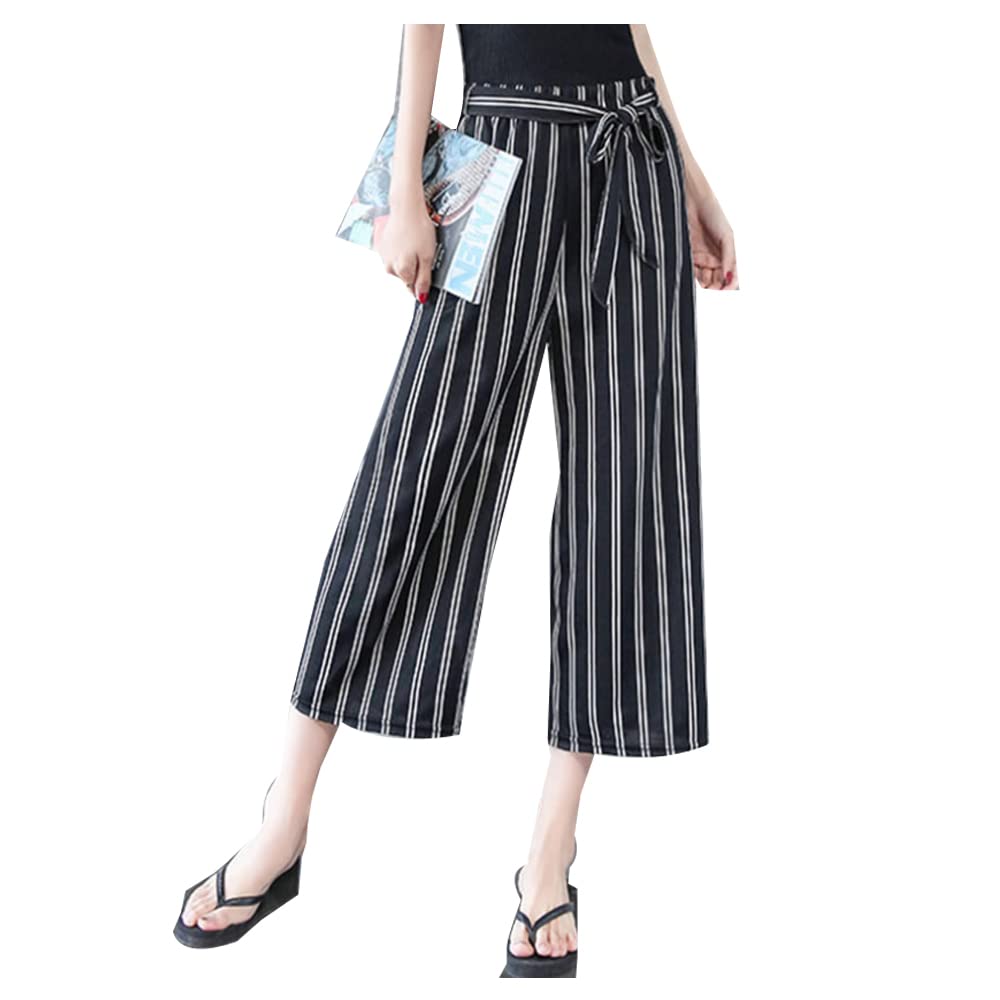 v4u Women's Poly Cotton Striped High Waisted Lounge Wide Leg Palazzo Pants (White Lining, Free Size)-picture-36
